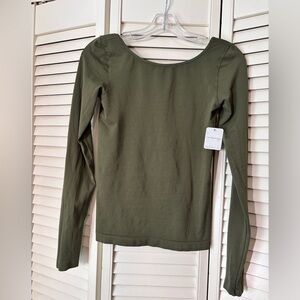 Intimately FP Low Back Seamless Long Sleeve in Olive Green | Sz L/XL